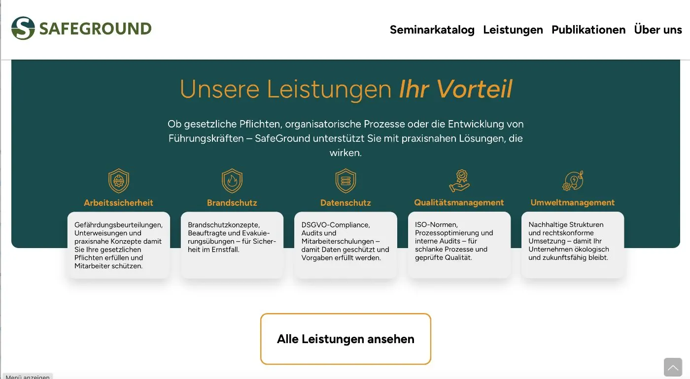 Startseite von Safeground